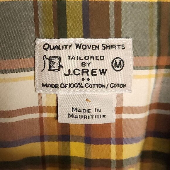 J. Crew Yellow Green Brown Plaid Button Down Medium - Picture 4 of 6